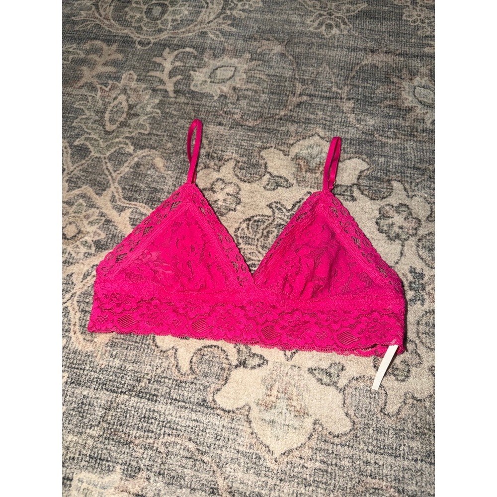 By Anthropologie Pink Fuschia Lace Bra Top Bralette